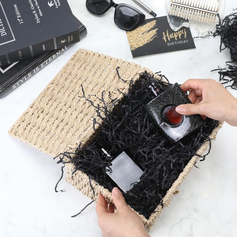 hasumcol 2.2LB - Crinkle Cut Shredded Paper for Gift Box Baskets, Paper Shred Filler Package Stuffing for Christmas Birthday Wedding Packing Materials (Dark Black) - Image 4